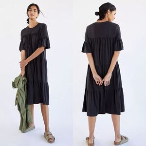 Anthropologie Sundry Black Tiered Midi Dress